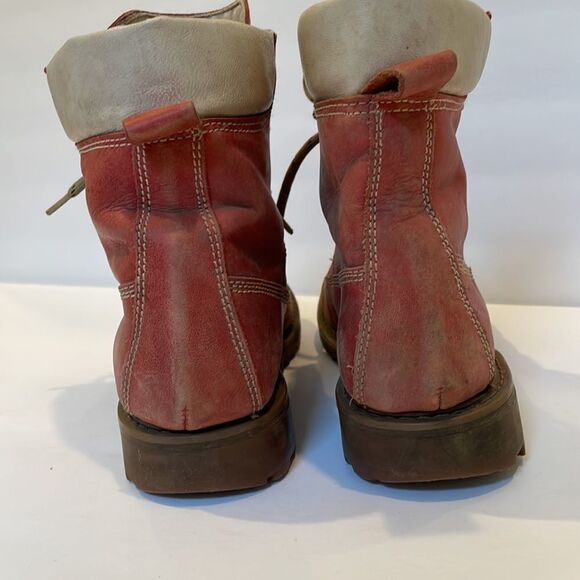 Caterpillar Red Lace Up Leather Boots Size38 US Size 8 - Picture 4 of 7